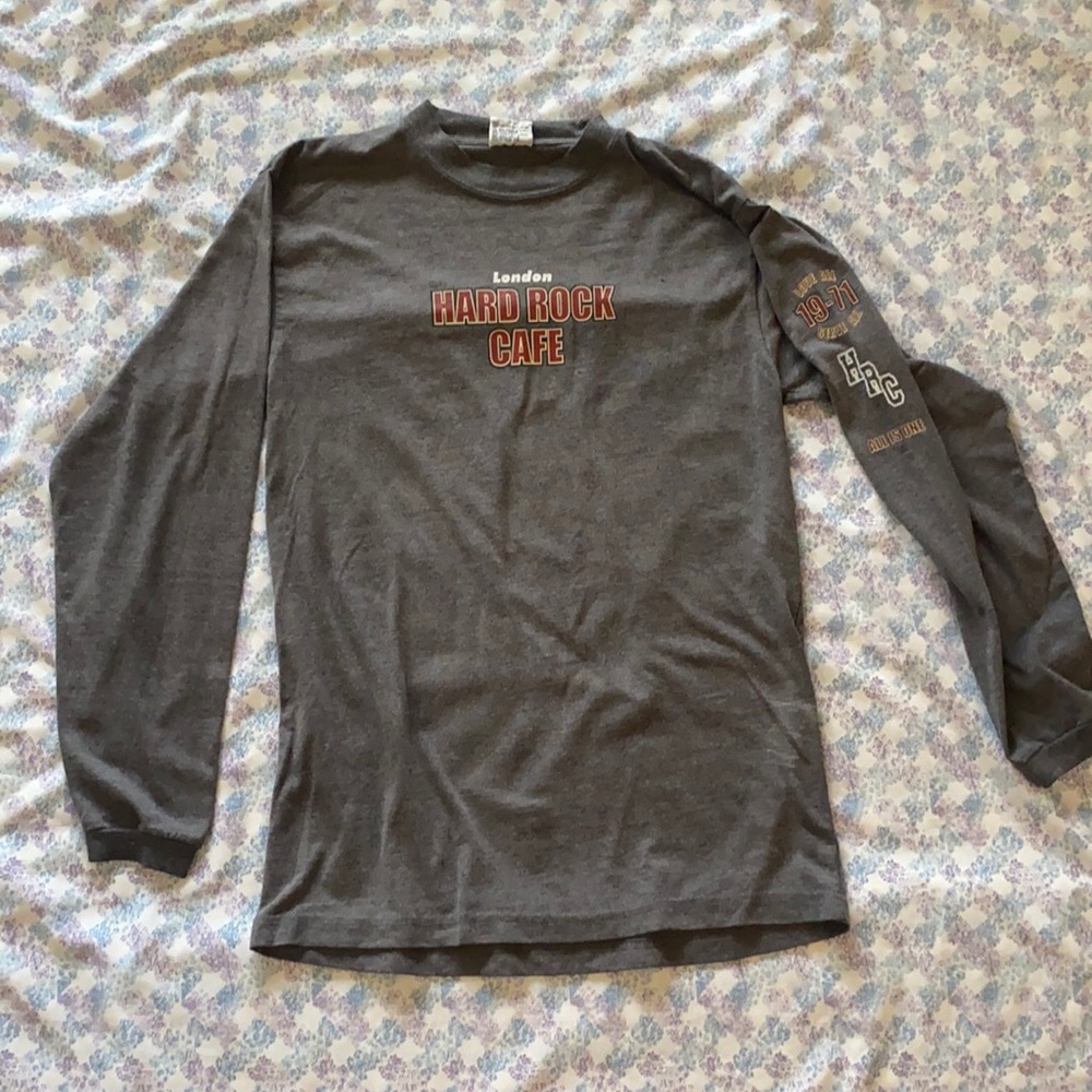 Men’s London Hard Rock Cafe Gray Long Sleeve Shirt